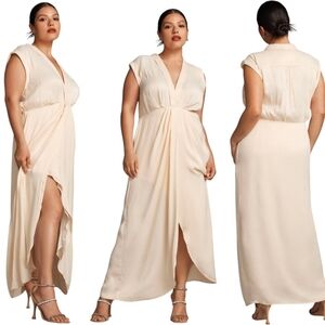 Anthropologie Sleeveless V-Neck Twist-Front Satin Dress 16W